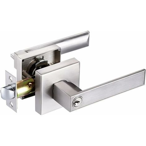 DEESSE SHOP - Serrure à levier de porte, poignée de porte en alliage d'aluminium pour chambre à coucher, vestiaire, salle de stockage et utilisation au bureau, taille du loquet 60/70 mm, carré, argent (1/5)