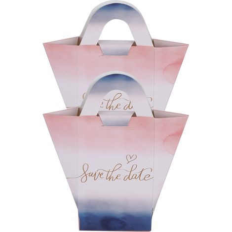 Lot de 30 petites boîtes à bonbons créatives en forme de T, style sac à main, motif nuage de fumée bleutée. (1/5)