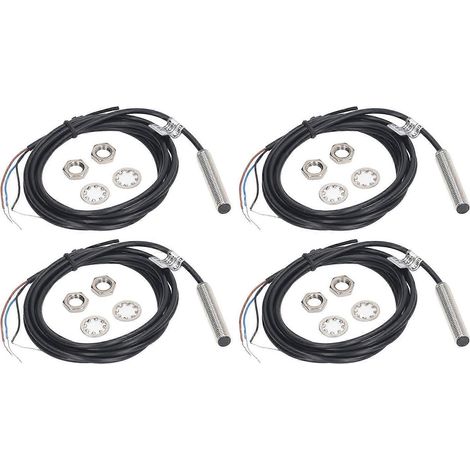 4er-Set Näherungsschalter, 8 mm Durchmesser, induktiver Näherungssensor, PNP-Gleichstrom, 3-adrig, NC-Kontakt, 6–36 V DC, 1 m