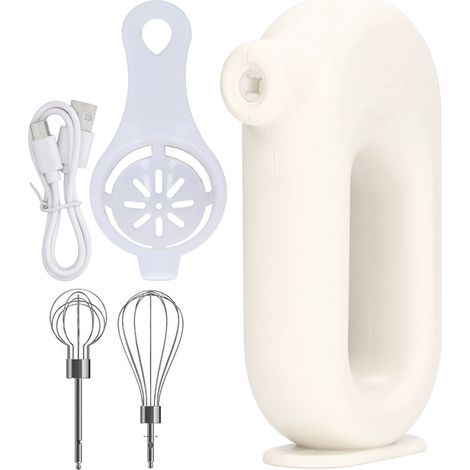 Elektrischer USB-Handmixer, 4 Leistungsstufen, tragbarer Schneebesen und Milchaufschäumer für die Küche, Weiß (1/5)