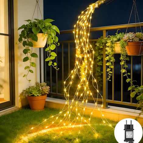 Guirlande Lmineuse 2M 400 LED avec Transformateur, Timer, 8 Modes Lumineux Cascade Étanche Guirlande Lmineuse pour Chambre Table Murale Plantes Exterieur Intérieur Decoration - Blanc Chaud (1/5)