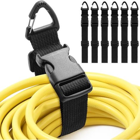 Range-câbles réglable 6 pièces 45 cm – Organisateur de câbles robuste avec clips triangulaires, solution de rangement pour garage et atelier, noir (1/5)