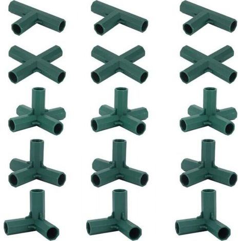 Gewächshausverbinder - Winkel für 16mm-Stangen, 5 Typen, robust und stabil - 15 Stück - Grau
