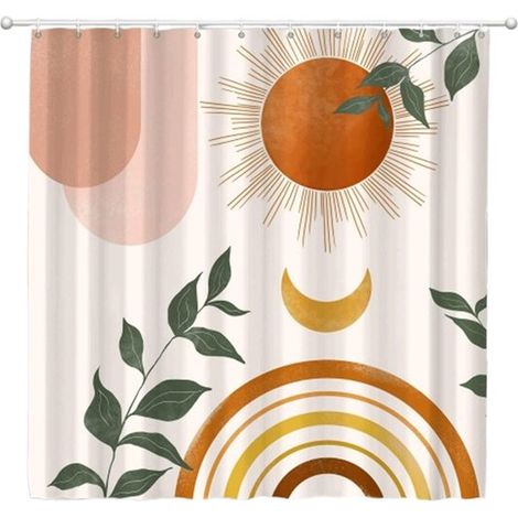 Cortina de ducha, Cortina de ducha antimoho, Cortina de ducha bohemia, Poliéster lavable, Apta para baño y bañera, 180 x 200 cm (1/5)