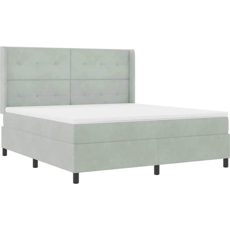Maison Exclusive - Letto a molle con testiera Grigio chiaro 180 x 200 cm Velluto (1/5)