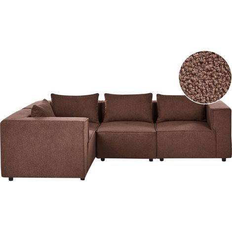 Modular Right Hand Sofa Brown Boucle Sectional Corner Couch Modern Living Room AXEBO (1/5)