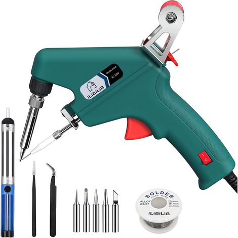 Fer à Souder, 60W 220V Pistolet à Souder Outil de Soudage à une Main avec Interrupteur Marche/arrêt, Fil à Souder et Pompe à Dessouder pour (1/5)