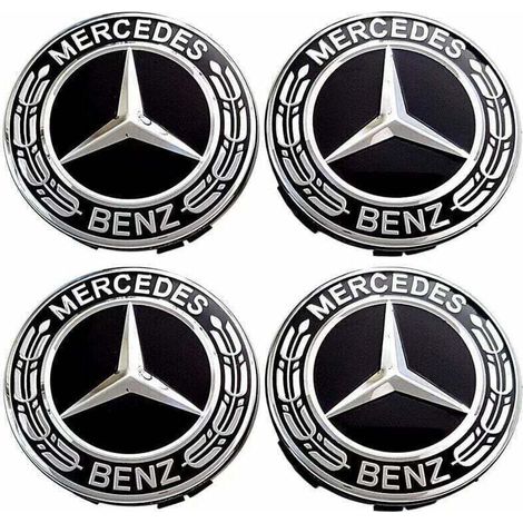 4-teiliger Radkappensatz, kompatibel mit Mercedes-Benz 75-mm-ABS-Radnabenabdeckungen, Autozubehör (1/5)
