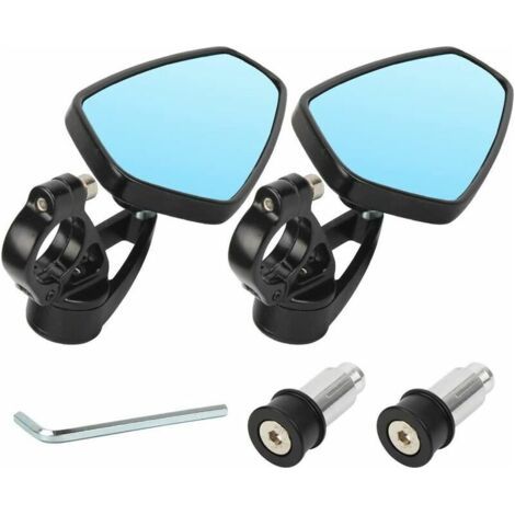 Rétroviseurs de moto universels 22mm inversant le rétroviseur CNC Rétroviseur de moto ovale en aluminium (Bleu Miroir) (1/4)