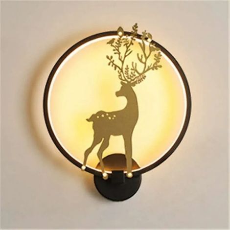 Applique murale nordique en forme dlan lampe LED pour chambre escalier balcon lumire chaude noir Odipie (1/4)