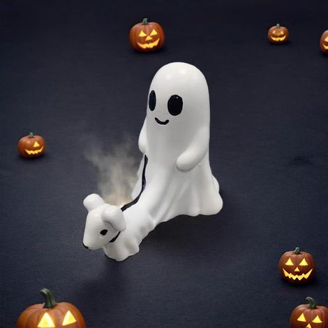 (1 pièce) Statue fantôme d'Halloween, fantôme et chien courant, statue de chien fantôme, décoration d'Halloween amusante, statue d'Halloween, déc (1/5)