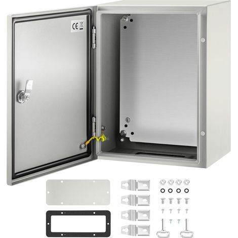 Boîte électrique en acier NEMA 4X, 40x30x20 cm, IP66 étanche et anti-poussière, pour usage intérieur/extérieur, avec plaque de montage. (1/5)