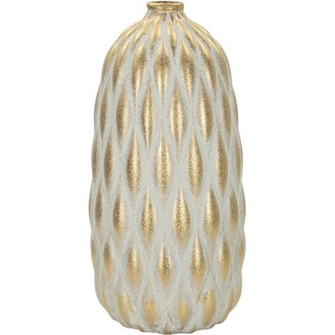 Vase Déco en Céramique "Pepitas" 37cm Gris & Or (1/5)