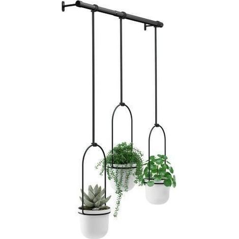 Juego de 3 maceteros colgantes Triflora blanco/negro (1/5)