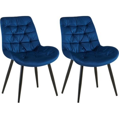 Chaises de salle à manger x2 en velours bleu cadre en métal noir confort & élégance intemporelle 100007460 (1/5)
