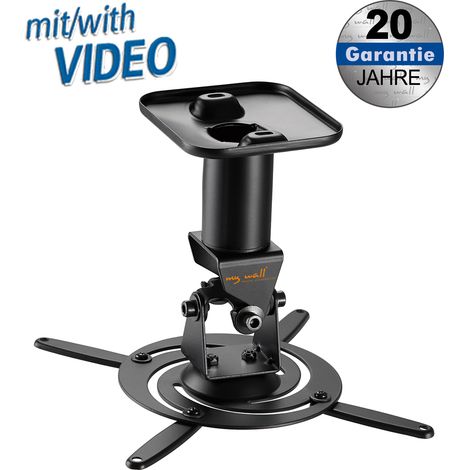 Support de suspension pour projecteurs jusqu'à 15 kg, distance au plafond : 215 mm, construction stable en acier, noir