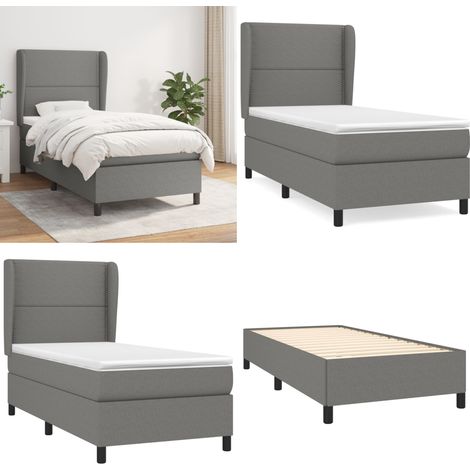 Boxspringbett mit Matratze Dunkelgrau 90x200 cm Stoff - Boxspringbett - Doppelbett - Bettenrahmen - Schlafsystem - Lattenrost - Home & Living (1/5)