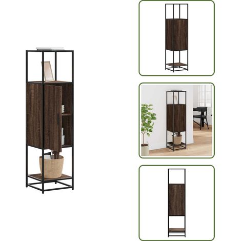 vidaXL Buffet haut chêne marron 35,5x35x139 cm bois d'ingénierie métal (1/5)