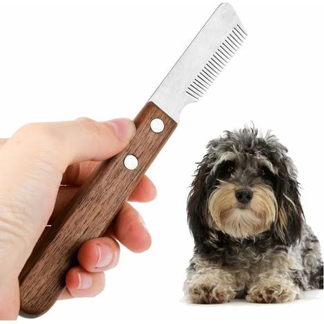 Tondeuse électrique chien - marron droitier - lame inox 25 dents - manche bois - pour sous-poil (1/3)