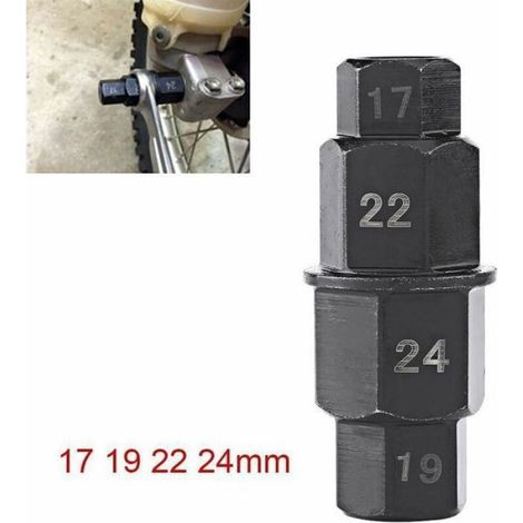 Douille Hexagonale - Démonte-Roue - Pour Axe de Moto - 17 19 22 24 mm - Usage Avant et Arrière - Lot de 1 (1/4)