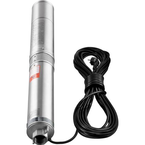 Pompe immergée de puits profond, 750W 230V 60Hz, débit max 7,1 m³/h, hauteur max 75 m, câble 9,1 m, acier inoxydable, étanche IP68, pour irrigation et usage domestique. (1/5)