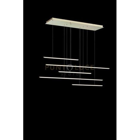 SOSPENSIONE GENIUS ORIZZONTALE 5 LUCI ORO LED 3000K 3050LM 72W DIMMERABILE RETTANGOLARE