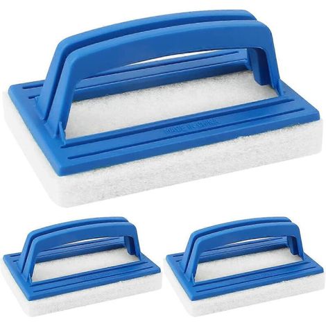 Brosse éponge pour ligne d'eau, lot de 3 brosses en plastique Regerly avec poignées, outil de nettoyage pour le fond et les parois de piscine et spas. (1/5)