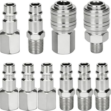 10x Druckluft Schnellkupplung 1/4" BSP Kompressor Verbinder (1/5)
