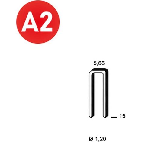8 000 Agrafes E-15 - Inox A2 - 5.66x15x1.2 mm - D-Work