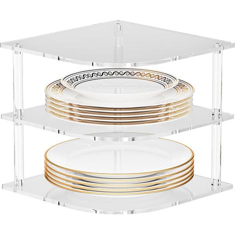 Étagère en acrylique Support transparent moderne à 3 niveaux d'angle , , rangement , pour la maison (1/5)