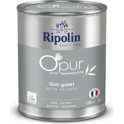 Peinture O'PUR murs, boiseries & radiateurs - RIPOLIN - 472824 - Gris galet - Satin veloute - 2 L (1/5)