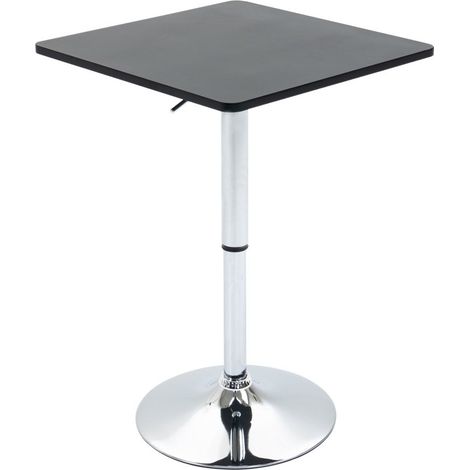Table de bar réglable en hauteur, pivotante à 360°, pieds anti-rayures, base métallique stable, noir/argent (1/5)