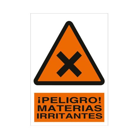 Señal adhesiva Peligro materias irritantes en poliestireno para advertencia industrial                                                   Poliestireno       210X148 mm (1/2)