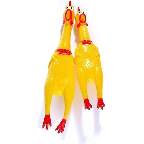 Ensemble de 2 jouets pour chien en forme de poulet jaune qui crie - Jouet anti-morsure pour animaux de compagnie (32 cm + 17 cm) (1/3)