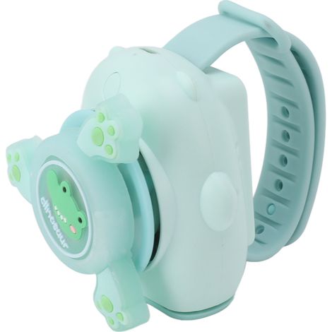 Tragbarer Mini-Ventilator mit USB-Anschluss, wiederaufladbar, mit Licht und niedlichem Cartoon-Design, ideal für Kinder (grün). (1/5)