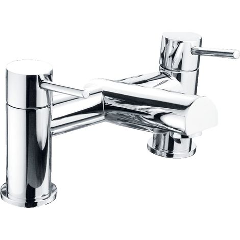 Contemporary Minimalist Round Deck Mounted Bath Filler Tap - Chrome