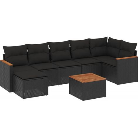 Maison Exclusive - Set Divani da Giardino con Cuscini 8 pz Nero in Polyrattan (1/3)