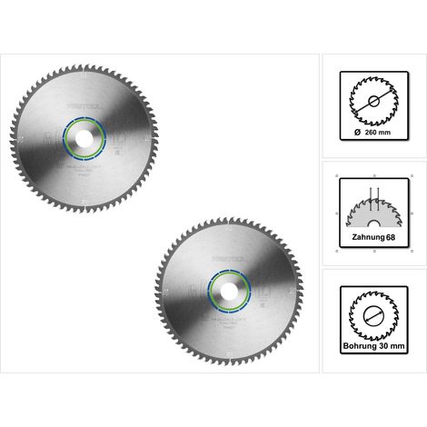 Festool TF68 Lames de scie circulaire spéciale 260 x 2,4 x 30 mm (494607) 260 mm 68 dents pour KS 88 120 - 2x pièces (1/5)