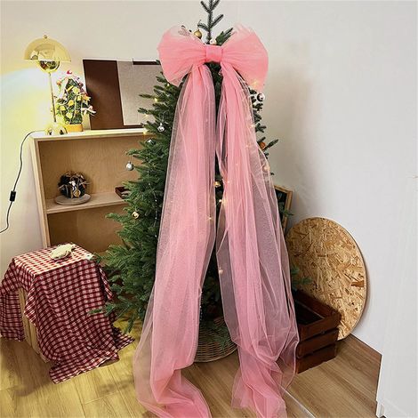 Ruban En Tulle - Nœud Papillon Décoratif Pour Arbre De Noël Et Décoration Festive - Blanc Ou Rouge - Longueur Totale 190 Cm - 1 Pièce (1/5)
