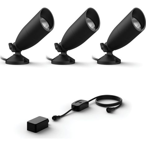 WiZ Gartenstrahler Basis set mit 3 Gartenstrahler (Schwarz) Weißes und Farbiges Licht - inkl. Stromkabel - Smarte LED Beleuchtung - WLAN (1/5)