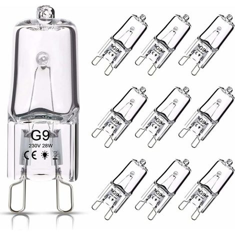 Halogen Lamps, G9 Halogen Bulb, 28W 230V, 370LM 2800K Dimmable Warm White, Clear Capsule Lamp for Chandeliers, Cabinet Lights, Landscape Lights, Wall Sconces (Pack of 10) (1/5)