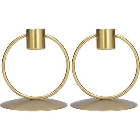 Golden iron round candlestick, simple and elegant, to adorn your table.