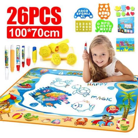 Tapis de Dessin - 100x70 cm - Aquatique - Pour Enfants À Partir De 3 Ans - 15 Pièces (1/4)