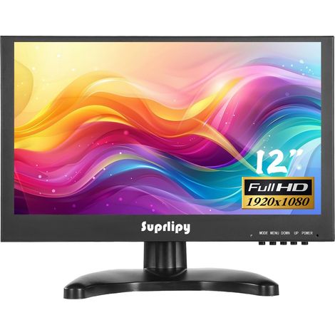 Mini Moniteur HDMI 12 Pouces 1920x1080 16:9 IPS boîtier en métal écran LCD Support HDMI/VGA/AV/BNC Entrée avec télécommande Haut-parleurs intégrés pour caméra (1/5)
