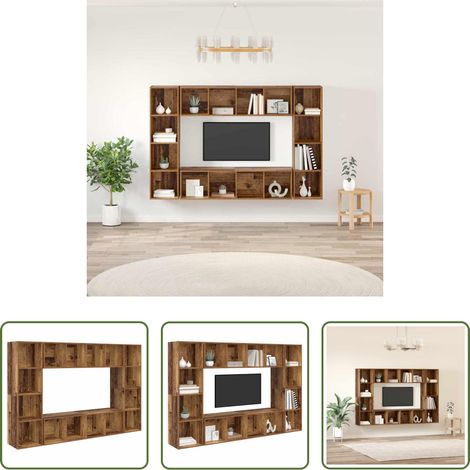 vidaXL Étagère TV - Ensemble meuble TV 4 pcs Marron 37 x 37 x 142,5 cm (1/5)