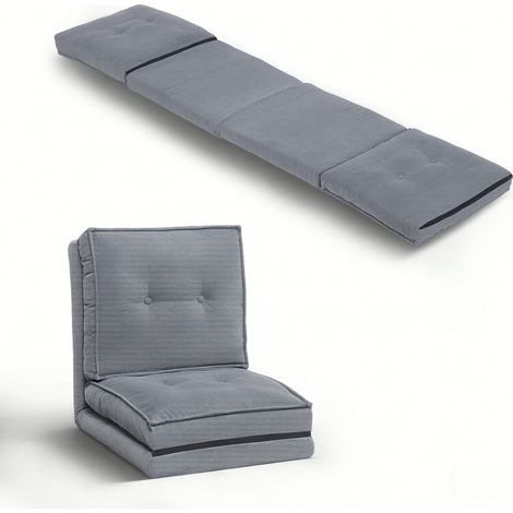 Poltrona da pavimento pieghevole reclinabile 5 posizioni in velluto grigio 59 x 69 x 68 cm MODENUIT (1/5)