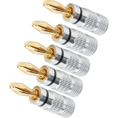 5 Pièces Connecteurs Banane 4mm en Laiton Doré pour Câbles Audio et Haut-Parleurs (1/5)