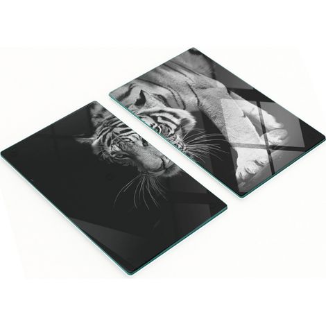 Tableros de vidrio decorativos multifuncionales con estampado de tigre, 2x30x52 cm.