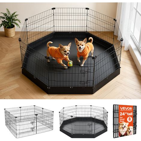 VEVOR Parque de Metal Plegable para Perros Alto de 61 cm 8 Paneles de Malla, Corral Metálico para Mascotas Pequeñas, con Base de Tela Oxford, Accesorios de Estacas Hebillas, para Interior Exterior (1/5)