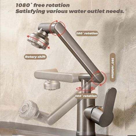 Robinet De Cuisine - Cuivre - Bras Robotique 3D Rotation 360° - 2 Modes Eau - Pour Évier Cuisine Et Lavabo - 1 Pièce (1/4)